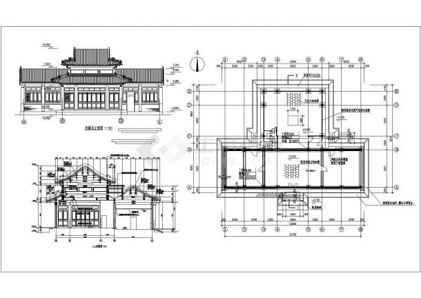 某地区大型仿古建筑全套详细设计施工方案CAD图纸-图一