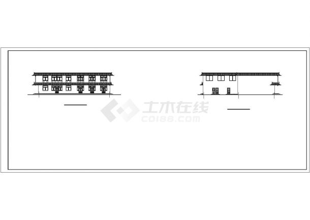 某地区仿古建筑二层门市建筑全套详细设计施工方案CAD图纸-图一