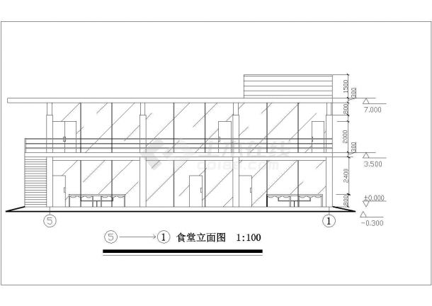 食堂室内精美装修CAD套图-图二