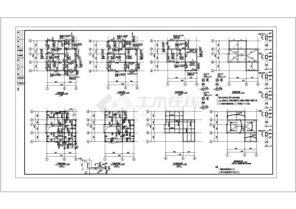 某四层别墅结构设计CAD图纸，含结构设计说明，dwg-图一