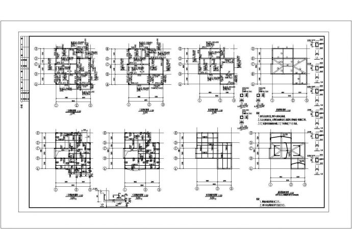 某四层别墅结构设计CAD图纸，含结构设计说明，dwg_图1