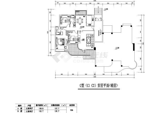 某地区住宅小区多种户型平面图-图二