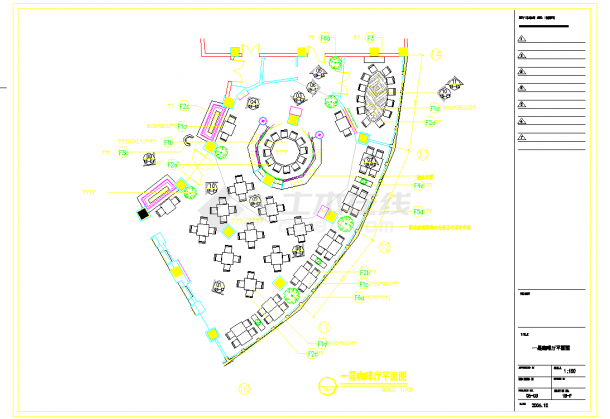 南京某时尚酒店咖啡厅室内装修图CAD图纸-图一