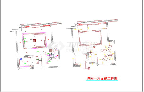 四川某时尚咖啡厅室内装修施工图含效果CAD图纸-图二