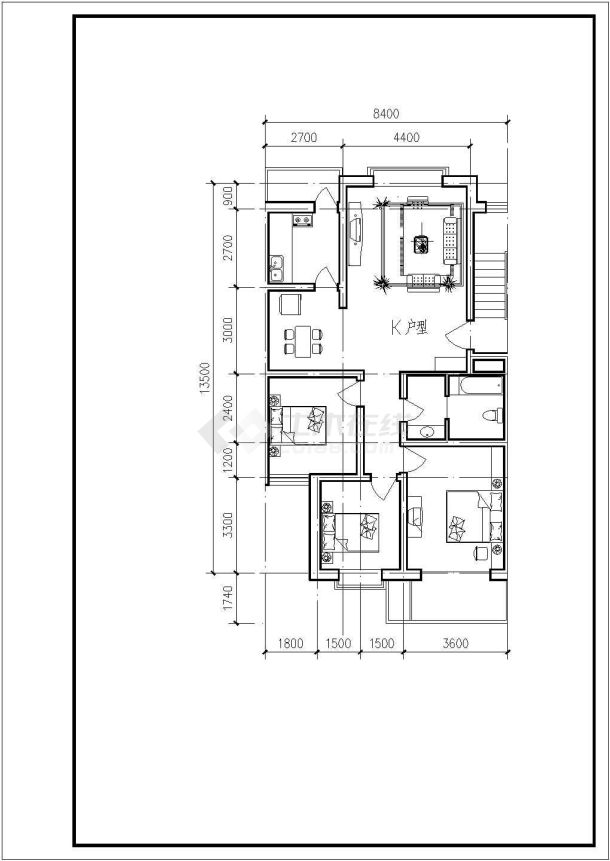 某地20种户型多层住宅楼全套建筑施工设计cad图-图二