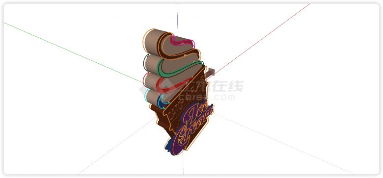 美式冰淇淋中式老上海民国风霓虹灯su模型-图二