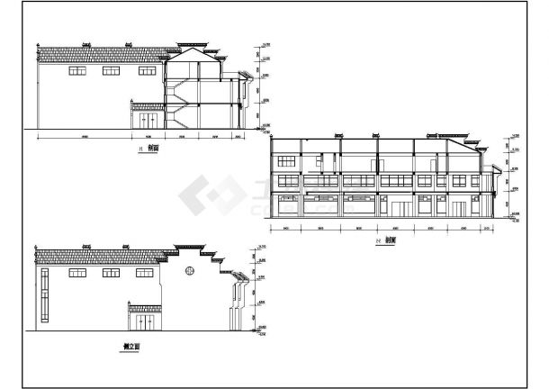 办公楼设计_某地区大型仿古古典建筑办公楼详细设计施工方案CAD图纸-图二
