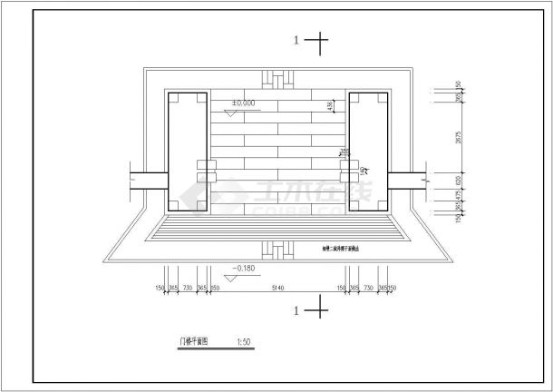 某地区大型仿古古典建筑大门详细设计施工方案CAD图纸-图二