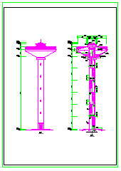 150m3高30m水塔建筑设计cad施工图纸-图二