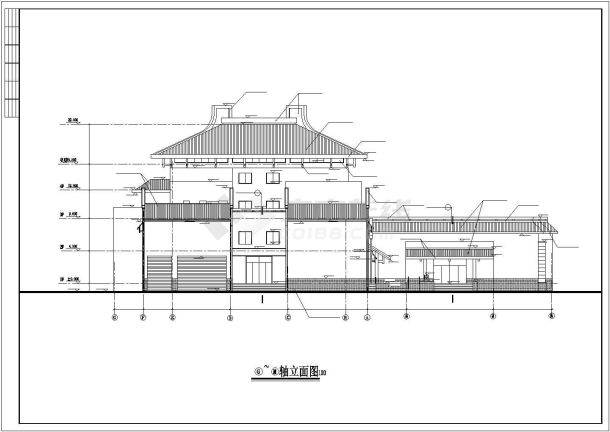 某地区大型仿古建筑详细设计施工方案CAD图纸-图二