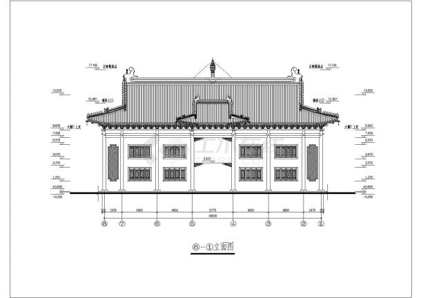 某地区洗心禅寺天王殿古建筑设计详细方案施工CAD图纸-图二