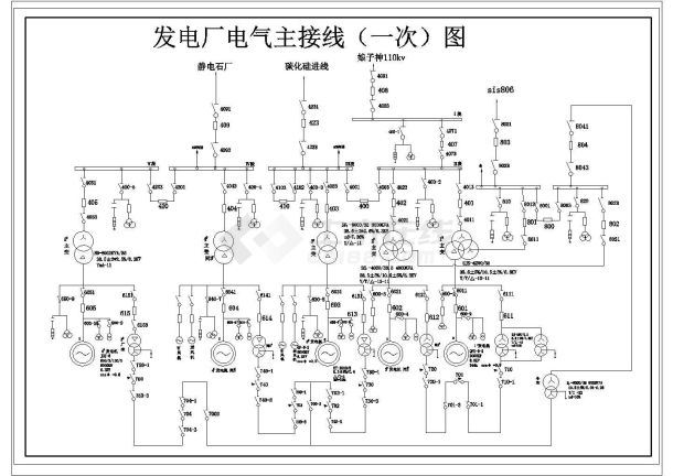 某发电厂电气主接线CAD设计一次图-图一