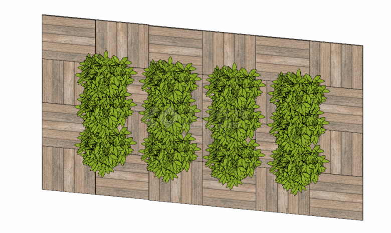 带有对称图形花纹的实木上种植的绿墙花架 su模型-图二