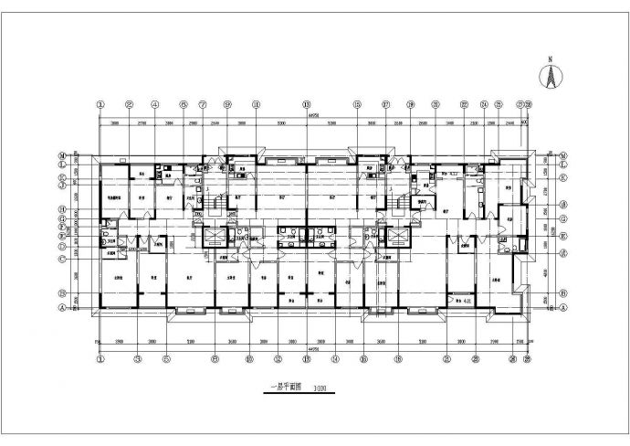 某长44.95米 宽16.2米 9层带阁楼层框架结构（2单元每单元2户）住宅楼设计cad全套建施图（甲级院设计）_图1