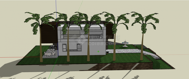 现代小型椰子树别墅su模型-图二