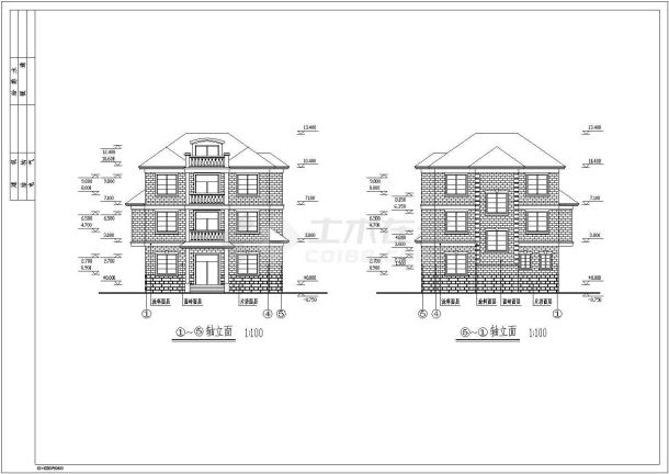 某砖混结构二层带阁楼层乡村小别墅设计cad全套建筑施工图（标注详细）-图一