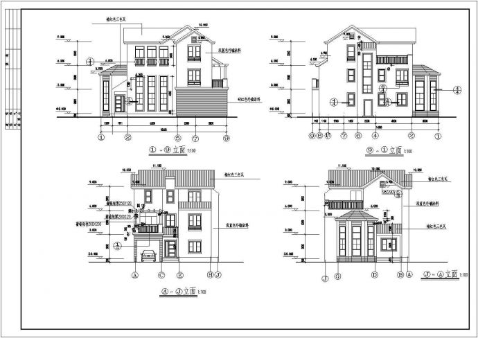 别墅设计_某三层地中海风格别墅设计CAD图_图1