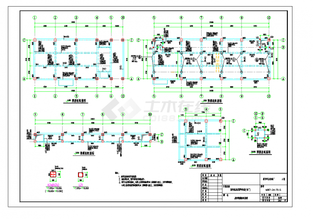 某地某城市污水处理厂鼓风机房及制冷机房建筑结构图CAD图纸-图二