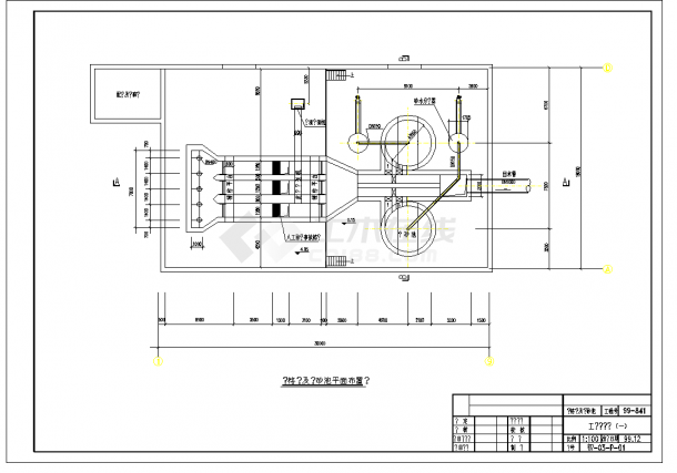 某地某市污水处理厂卡鲁塞尔氧化沟工艺全套设计CAD图纸-图二