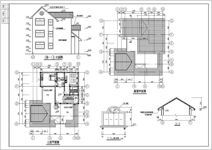 别墅设计_某地中海风三层别墅设计CAD图_图1