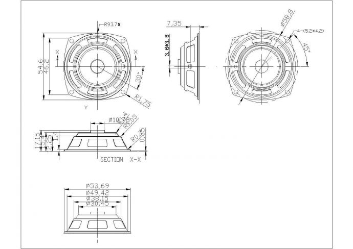 某扬声器完整设计CAD平面图_图1