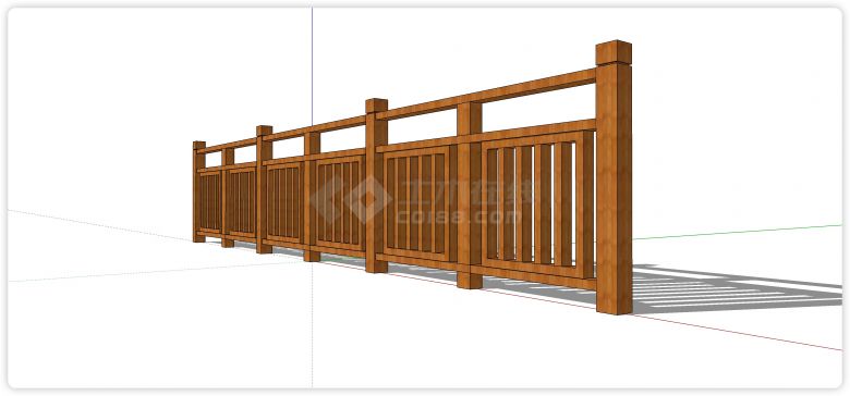 矩形套竖条木质栏杆su模型-图二