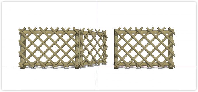 圆木条组合棱形木质栏杆su模型_图1