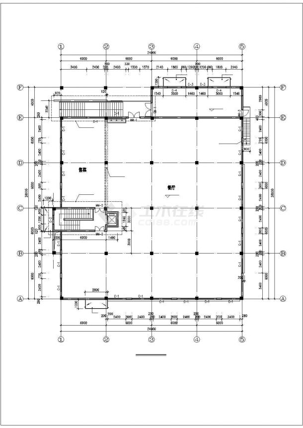 某公司大型食堂建筑设计详细图纸-图二