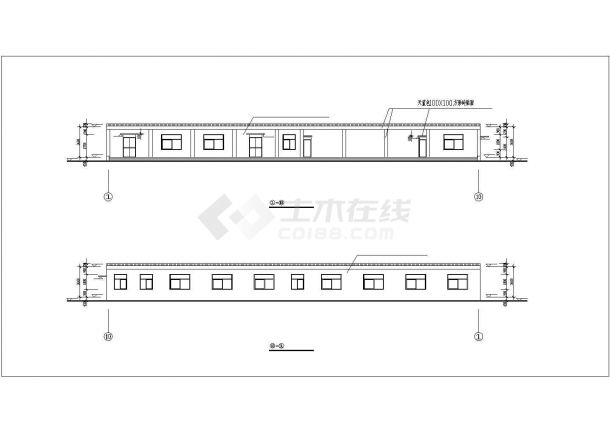 某钢筋砼框架结构食堂建筑设计施工CAD图-图一