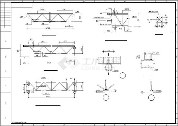 跨度拱形桁架轻钢屋面结构设计图纸（共4张）-图一