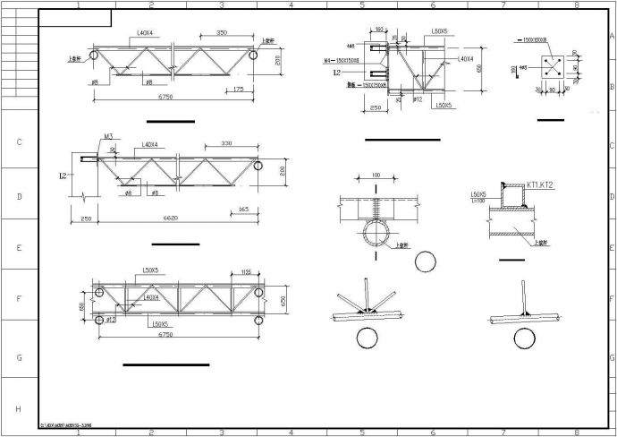 跨度拱形桁架轻钢屋面结构设计图纸（共4张）_图1