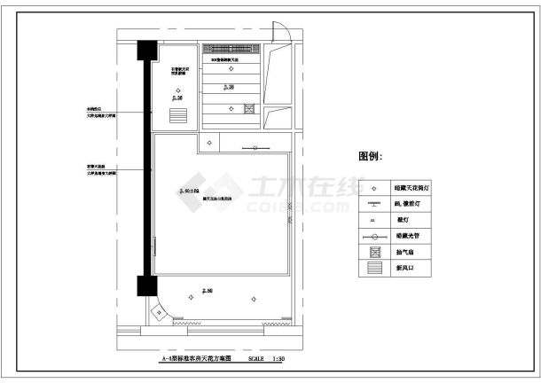 标准客房家私布置设计cad施工图-图一