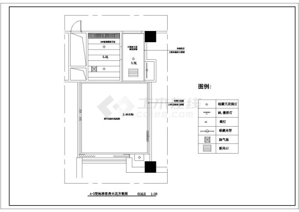 标准客房家私布置设计cad施工图-图二