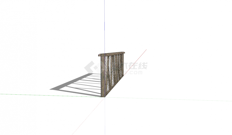 木质栏杆漏网八字su模型-图二