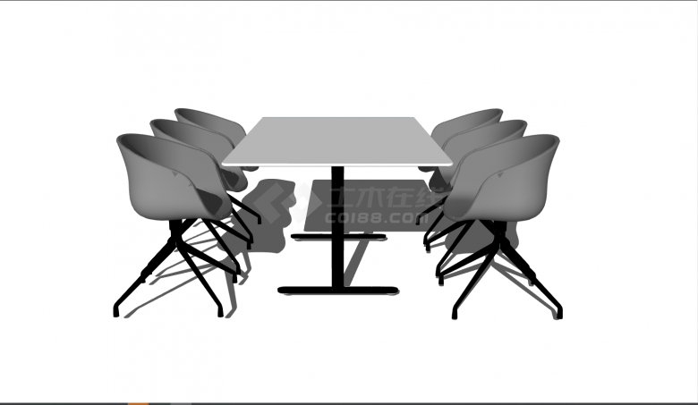 灰色简约办公室家具桌椅 su模型-图一