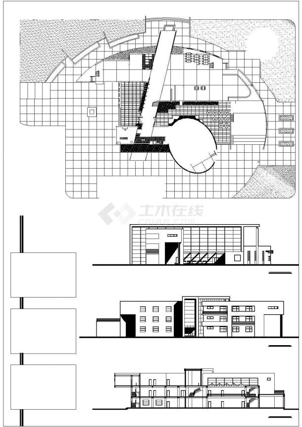 大学生活动中心建筑设计方案CAD图纸-图一