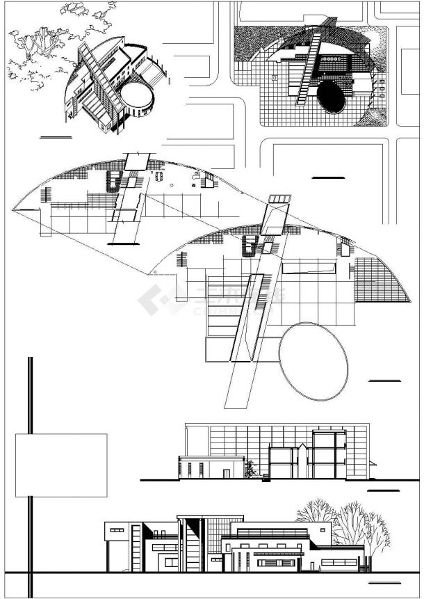 大学生活动中心建筑设计方案CAD图纸-图二