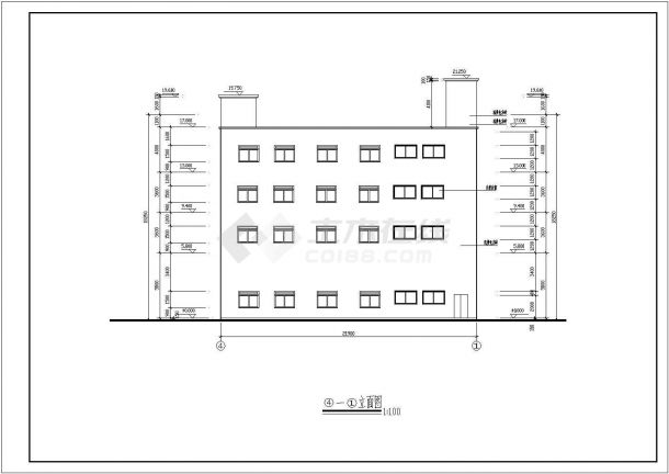 厂房设计_某地带天车多层厂房建筑详细设计方案施工CAD图纸-图一
