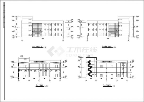 厂房设计_某地区二层厂房建筑详细设计方案施工CAD图纸-图二