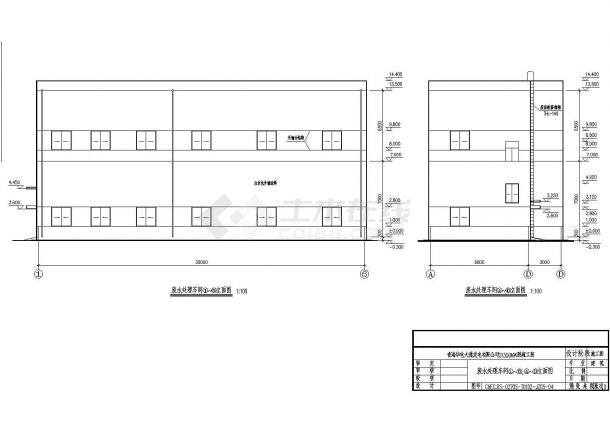 某地区废水处理车间建筑详细设计方案施工CAD图纸-图二