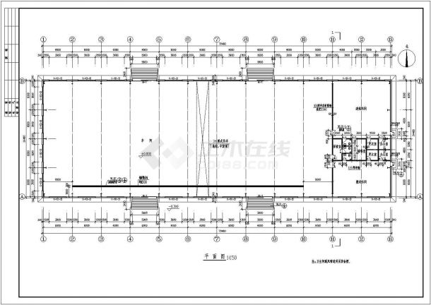厂房设计_某地区大型钢结构厂房建筑详细设计方案施工CAD图纸-图一