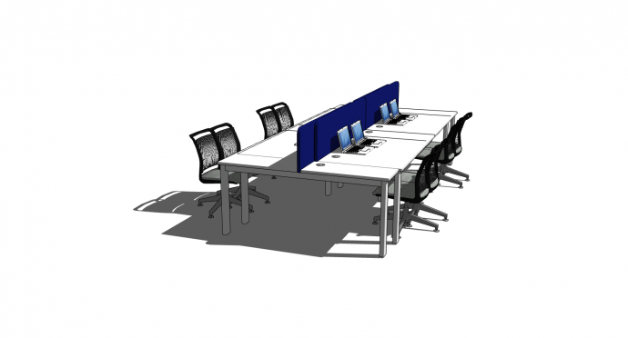 办公室办公区家具桌椅su模型_图1