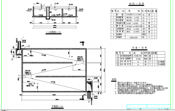 某地污水处理厂工艺图纸CAD图纸_图1