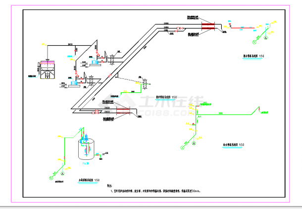 某地涿州市某城市污水处理厂工艺部分全套CAD图纸-图二