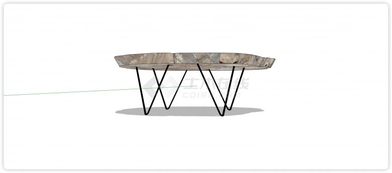 完整树桩桌面办公室家具桌椅su模型-图一