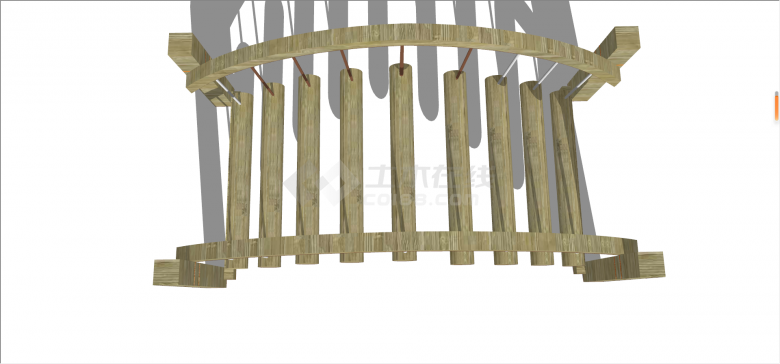 木制拱形桥植物墙su模型-图二