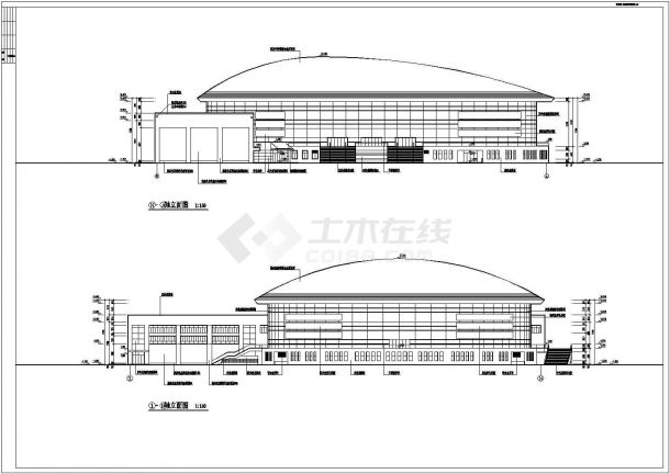 体育馆设计_某地区大学体育馆建筑设计施工CAD图纸-图二