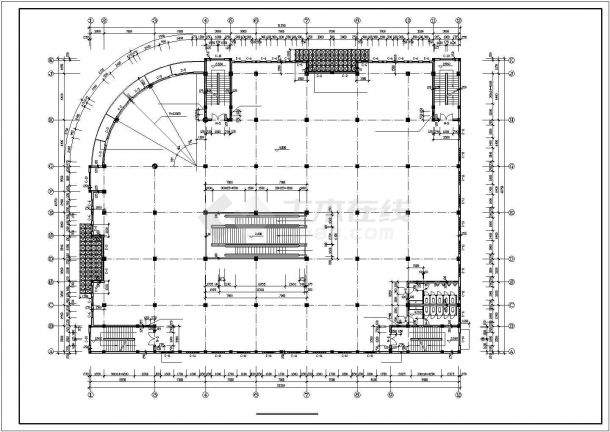 青岛市某商场建筑设计施工CAD布置图-图二
