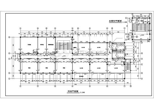 红旗小学教学楼建筑设计CAD施工图纸-图二