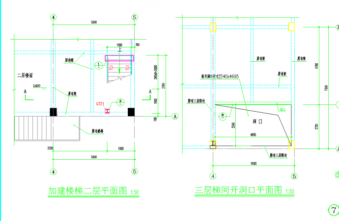 某地钢结构加建楼梯节点详图CAD图纸_图1